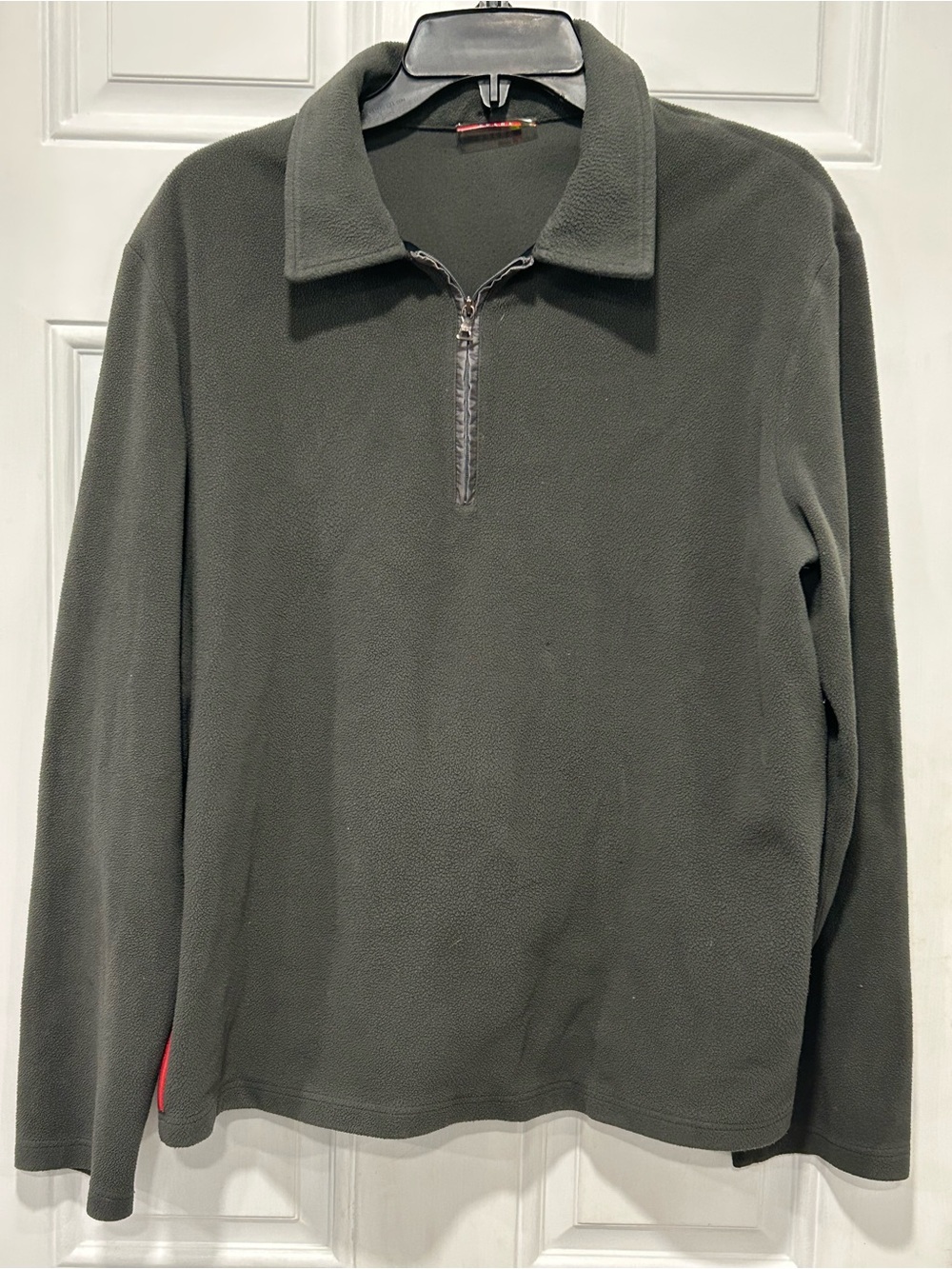 Prada Sport (Linea Rossa) Fleece Quarter-Zip Pullover Olive Green XL Vintage
